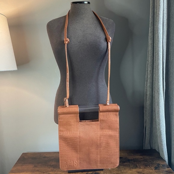 BEIS Handbags - NWT Beis Crossbody Bag in Cognac Croc